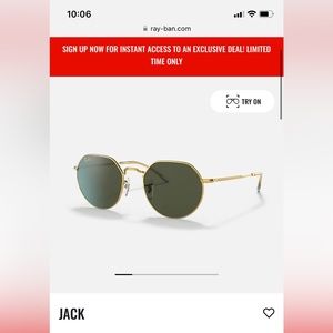 Authentic Ray-Bans - Jack Frame - Polished Gold/Green Lenses